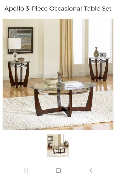 Apollo 2pc Occasional Table Set by Standard Furniture 48" x 32" Oval Coffee Table & (1) 24" x 24"H Round End Tables  Only one of each