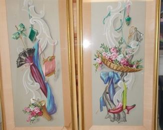 Paintings by "Yolanda"  left has minor water damage at bottom/ 2003 appraisal of 1100. for pair