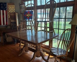 Oak dining table and chairs 