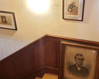 2 hand colored etchings and large vintage photo