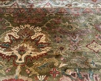 Large green and red wool rug Indian 