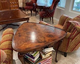 Italian end table with exquisite inlaid wood patterns