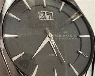 Skagen Steel Link Mens Watch, some wear and surface scratches, needs battery BIN $60