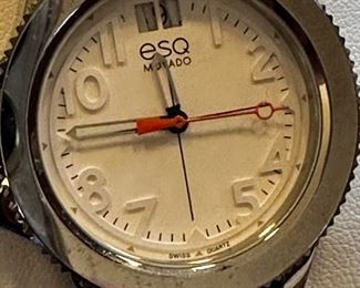 Movado esq White Face Steel Link Like New In Box with extra link tags, needs battery. BIN$150