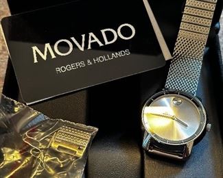 Movado BOLD Steel watch like new in box, needs battery BIN $150