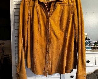 Eddie Bauer leather snap front shirt jacket medium BIN $40