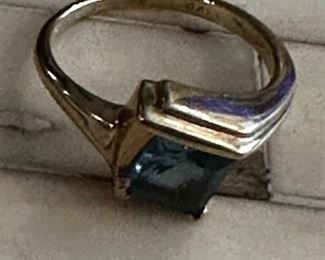 Blue topaz 14KT gold ring 3.8 grams BIN $150