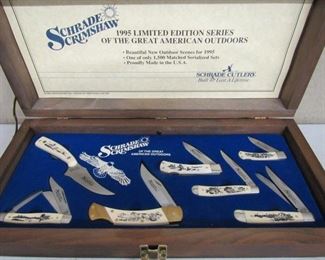 1995 Schrade Scrimshaw Knife Set