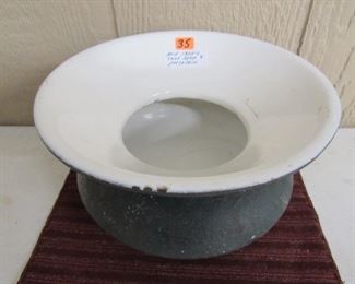 Mid 1800's Cast Iron & Porcelain Spittoon 