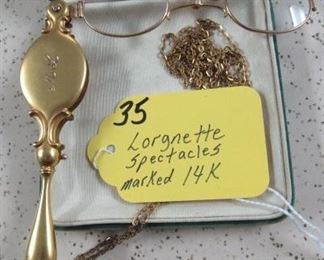 14K Gold Lorgnette Spectacles 