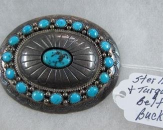 Sterling & Turquoise Belt Buckle