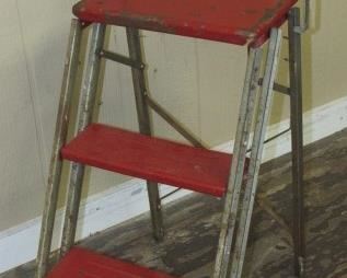 1940's - 1950's Metal Red Stepstool 