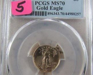 PCGS MS70 First Strike 2022 $5.00 Gold Eagle Coin