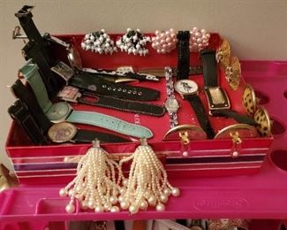Earrings and watches (mostly ladies watches)
