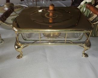Retro serving dish with casserole dish inside