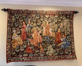 #3	Tapestry of Royal Court w/instruments - 78x57 - w/hanger - you remove	 $125.00 
