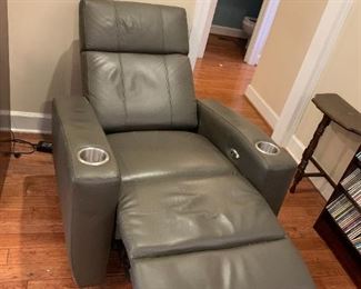#5	Gray Pleather Theatre Chair w/electric recliner & Cupholders	 $275.00 
