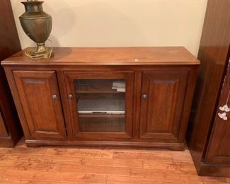 #8	Wood TV Cabinet w/Etched Glass Center Door (3 doors total) - 55x17x32	 $100.00 
