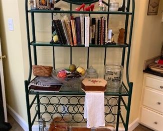 #15	Green Metal Pineapple 4 Glass Shelf Bakers Rack - 36x14x67	 $125.00 
