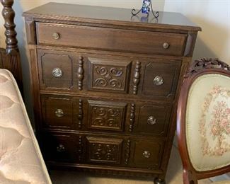 #34	4 Drawer Chest of Drawers  on Wheels- 44x18x45	 $175.00 
