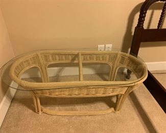#42	Oval Glass Top Wicker Coffee Table - 49x24x16	 $45.00 
