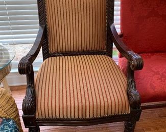 #47	Wood Heavy Arm Chair w/Red/Gold Stripe	 $120.00 

