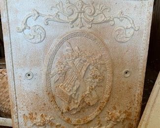 #77	White-Painted Cast Iron Fireplace w/Banjo & Harp w/Flowers - 20x25	 $100.00 
