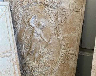 #79	White-Painted Cast Iron Fireplace w/Lady w/Bow & Arrow - 20x27	 $100.00 
