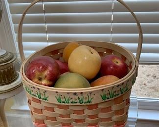 #98	basket painted easter basket painted with flowers  and handle	 $20.00 
