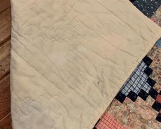 #111	blue diamond  shape pattern hand knot quilt 79x82	 $45.00 
