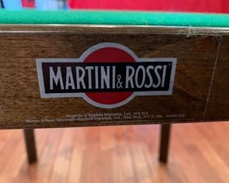 #124	Martini & Rossi Game Table w/green felt Top w/foldable legs - 32x32x29	 $50.00 
