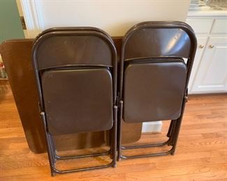 #127	card table with 4 brown chairs 	 $25.00 
