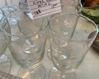 #128	Vtg. Etched Water Glasses Set of 6	 $18.00 
