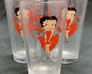 Set 3 Vintage BETTY BOOP Drinking Glasses
