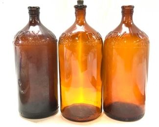 Set 3 Antique Clorox Glass Pharmacy Bottles
