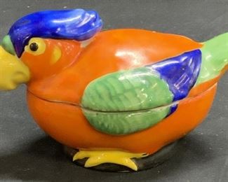 Hand Painted Lidded Porcelain Bird Box, Japan
