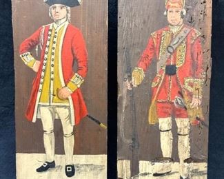 Hand Painted Colonial Military Wood Wall Panels
