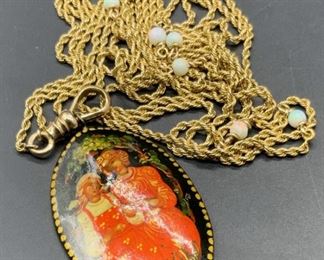 Handcrafted Lacquered Pendant Necklace, Jewelry
