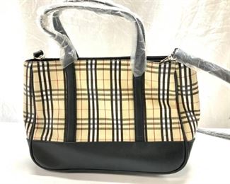 Burberry Style Nova Check Faux Leather Bag, New
