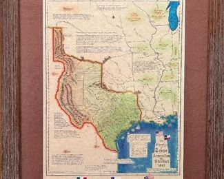 Texas Historical Map - Republic of Texas -1845-Statehood