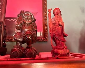 Carved wood asian figures