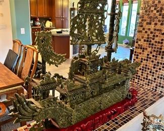 Large Dragon Jade ship