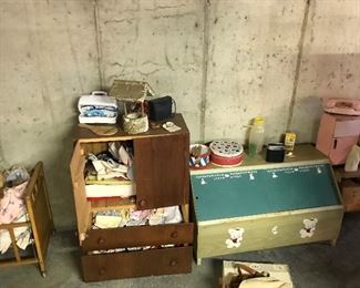 DOLL CLOTHES AND DOLL CHEST TOY BOX