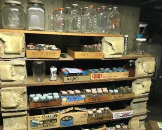 FARM FRESH JUGS, BALL WIDE MOUTH, BAL GALLON, BALL QUART/ PINT WIDE MOUTHAND SMALL, KERR WIDE MOUTH PINT, 1/2 GALL WIDE AND SMALL BALL, LIPTON TEA, SANKA, TANG, PRESTO GALLONS, LONGLIFE QUARTS, TALL BALL JARS, MARZETTIS, GALLON VINEGAR JARS, COFFEE JARS ALL SIZES, HERRING JARS, BABAY FOOR GLASS JARS ALL SIZES, BLUE JARS ZINC LIDS,  CANNING JARS GALORE