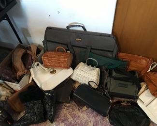 ARMOIRE, NIGHT STAND, LAMPS, LUGGAGE,VINTAGE LUGGAGE, AVON COLLECTABLES, BEDDING, BLANKETS, BILFOLDS, HUNTING BAGS, PURSES, PARFUME, DRESSER AND MIRROR, FLOWERS, CROCHET AFGAHN, SHELF KNIVES, PEABODY ITEMS