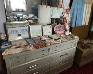 RAYMOND LOEWY DANISH MODERN  FOR MENGEL FURNITURE.  LOUISVILLE KENTUCKY, FULL SIZE BED  HIGHBOY DRESSER CHEST, CEDAR CHEST, DRESSER AND MIRROR