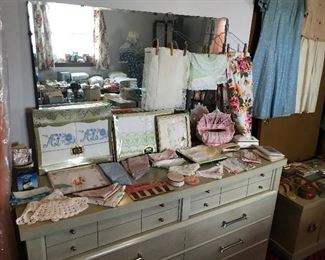 RAYMOND LOEWY DANISH MODERN  FOR MENGEL FURNITURE.  LOUISVILLE KENTUCKY, FULL SIZE BED  HIGHBOY DRESSER CHEST, CEDAR CHEST, DRESSER AND MIRROR