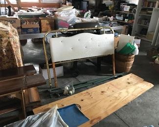 BRASS HEADBOARD FULL SIZE, RETRO WHITE MID CENTURY MODERN FULL SIZE HEADBOARD, QUEEN BED FRAME AND HEADBOARD, SEWING ITEMS