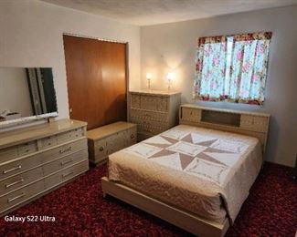 RAYMOND LOEWY DANISH MODERN  FOR MENGEL FURNITURE.  LOUISVILLE KENTUCKY, FULL SIZE BED  HIGHBOY DRESSER CHEST, CEDAR CHEST, DRESSER AND MIRROR, 