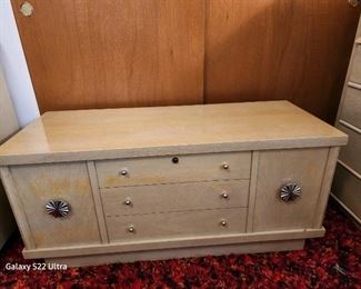 RAYMOND LOEWY DANISH MODERN  FOR MENGEL FURNITURE.  LOUISVILLE KENTUCKY, FULL SIZE BED  HIGHBOY DRESSER CHEST, CEDAR CHEST, DRESSER AND MIRROR, 